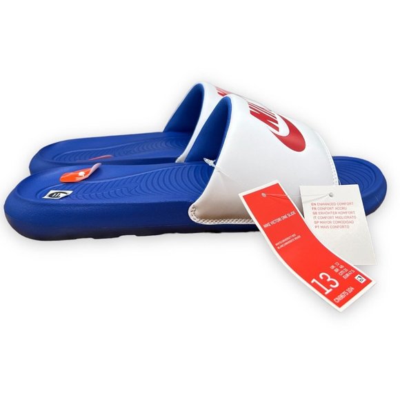 Nike Other - Nike Victori One Slides Mens 13‎ Sandals White Red Blue USA Beach Travel Party